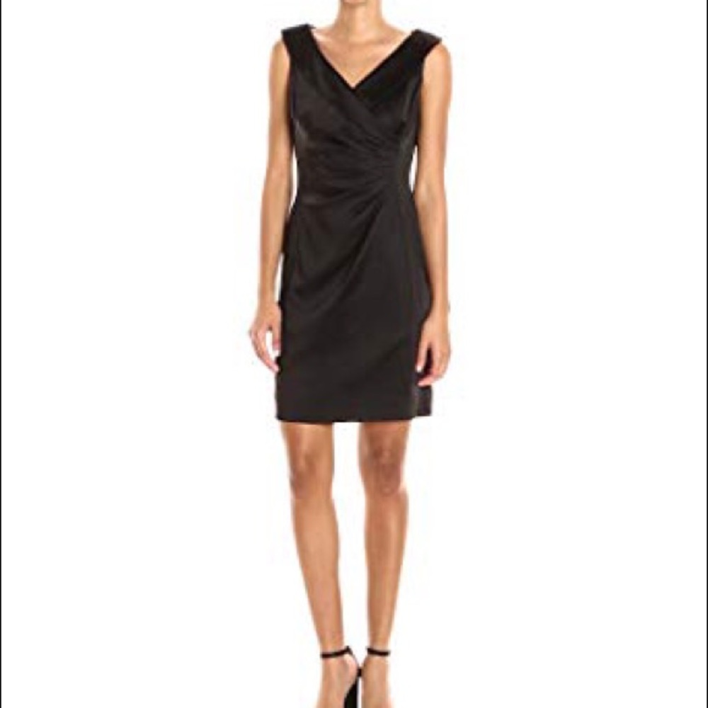 Purple Satin Tahari ASL Portrait Collar Dress